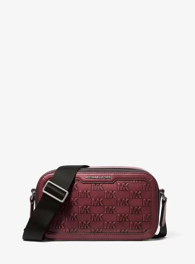 Geantă crossbody din piele lustruită cu logo Hudson în relief