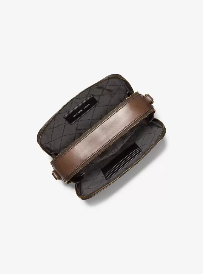 Geantă crossbody din piele lustruită cu logo Hudson în relief