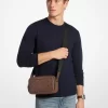 Geantă crossbody din piele lustruită cu logo Hudson în relief