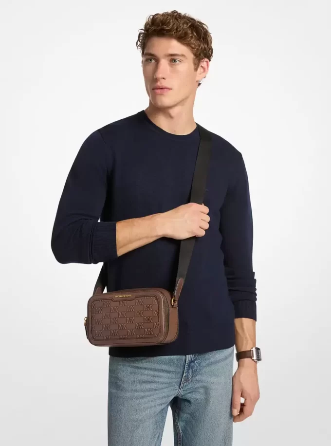 Geantă crossbody din piele lustruită cu logo Hudson în relief