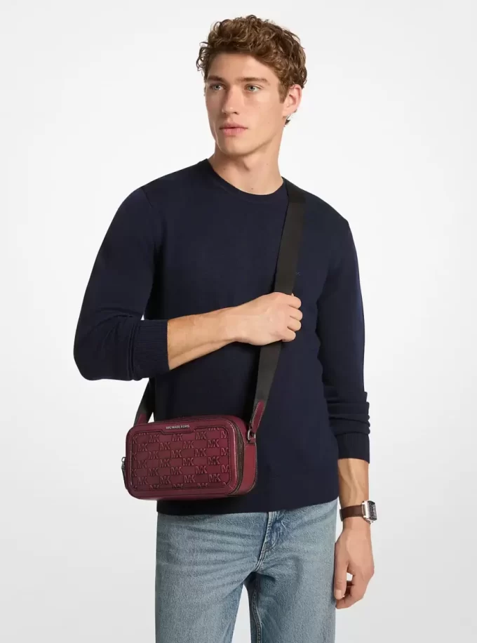 Geantă crossbody din piele lustruită cu logo Hudson în relief