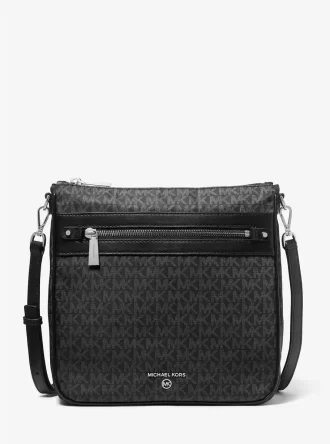 Geantă crossbody țesută Jet Set, cu imprimeu logo mare