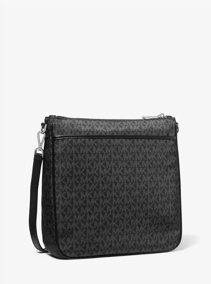 Geantă crossbody țesută Jet Set, cu imprimeu logo mare