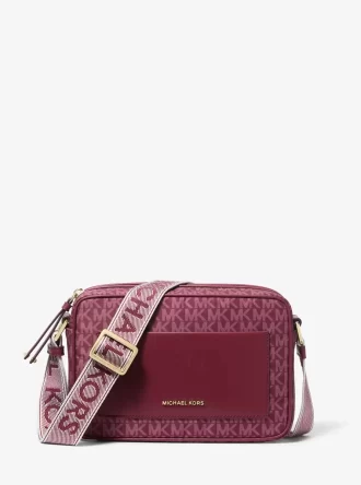 Geantă crossbody țesută Jet Set Large Signature Logo Print
