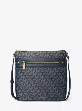 Geantă crossbody țesută Jet Set Large Signature Logo Print