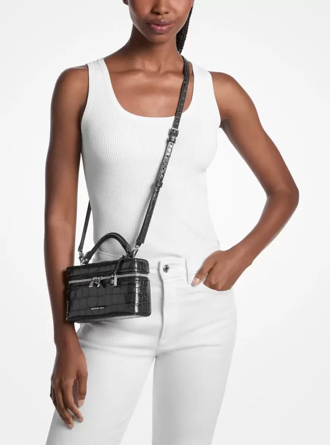 Geantă crossbody Jana extra-small din piele cu model crocodil în relief