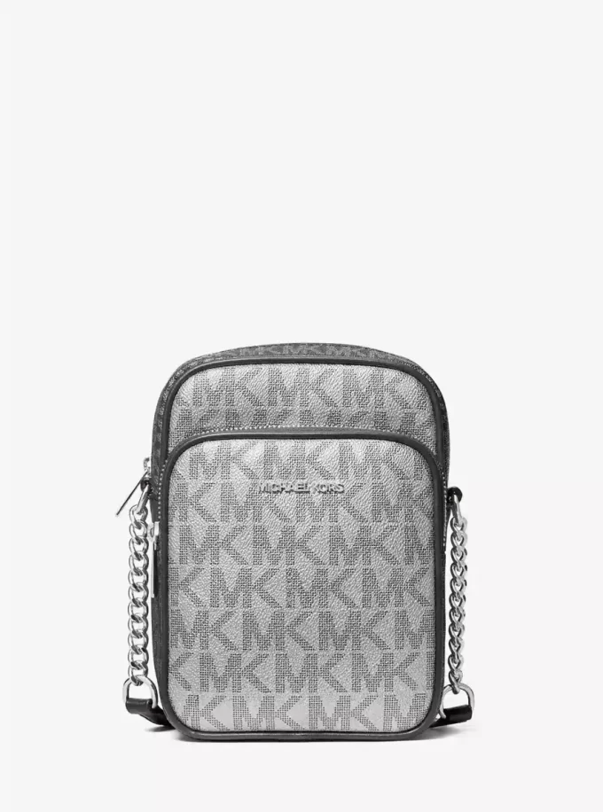Geantă crossbody Jet Set medie cu logo metalic Geantă crossbody Jet Set medie cu logo metalic