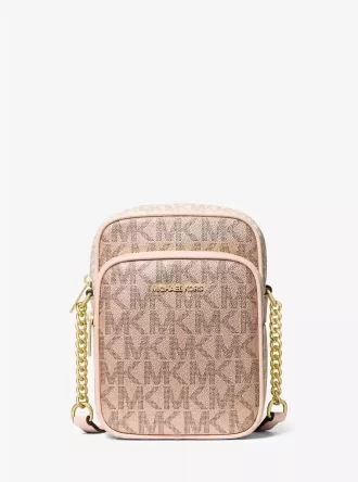 Geantă crossbody Jet Set medie cu logo metalic