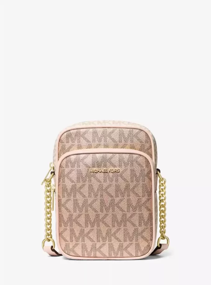Geantă crossbody Jet Set medie cu logo metalic Geantă crossbody Jet Set medie cu logo metalic