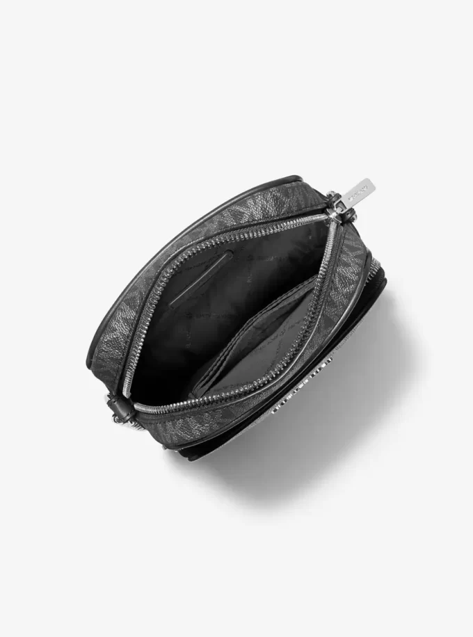 Geantă crossbody Jet Set medie cu logo metalic Geantă crossbody Jet Set medie cu logo metalic