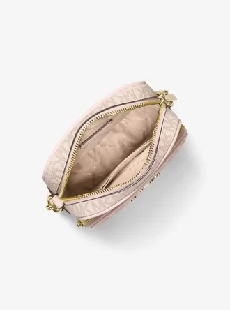 Geantă crossbody Jet Set medie cu logo metalic