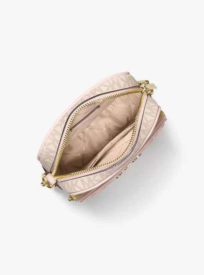 Geantă crossbody Jet Set medie cu logo metalic Geantă crossbody Jet Set medie cu logo metalic