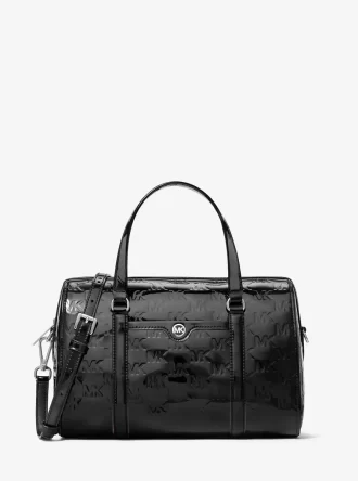 Geantă crossbody Jet Set medie cu logo în relief și logo patentat