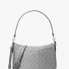 Geantă crossbody Jet Set medie cu logo-ul semnăturii și imprimeu țesut Pochette