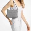 Geantă crossbody Jet Set medie cu logo-ul semnăturii și imprimeu țesut Pochette