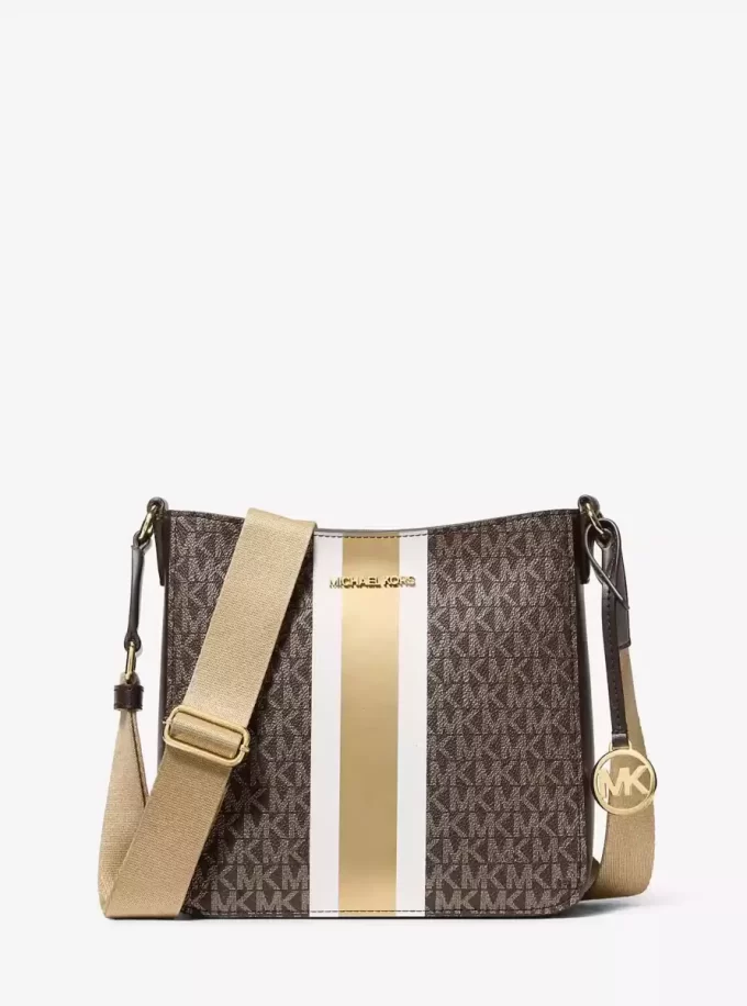 Geantă crossbody Jet Set mică cu logo și dungi