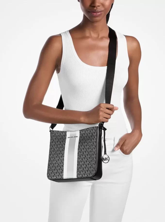 Geantă crossbody Jet Set mică cu logo și dungi