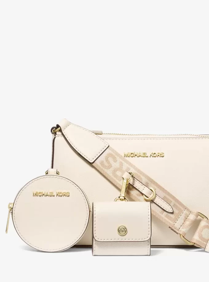 Geantă crossbody Jet Set Saffiano din piele cu husă pentru Apple Airpods Pro