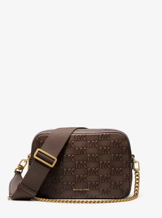 Geantă crossbody medie Bryant din piele lustruită cu logo în relief