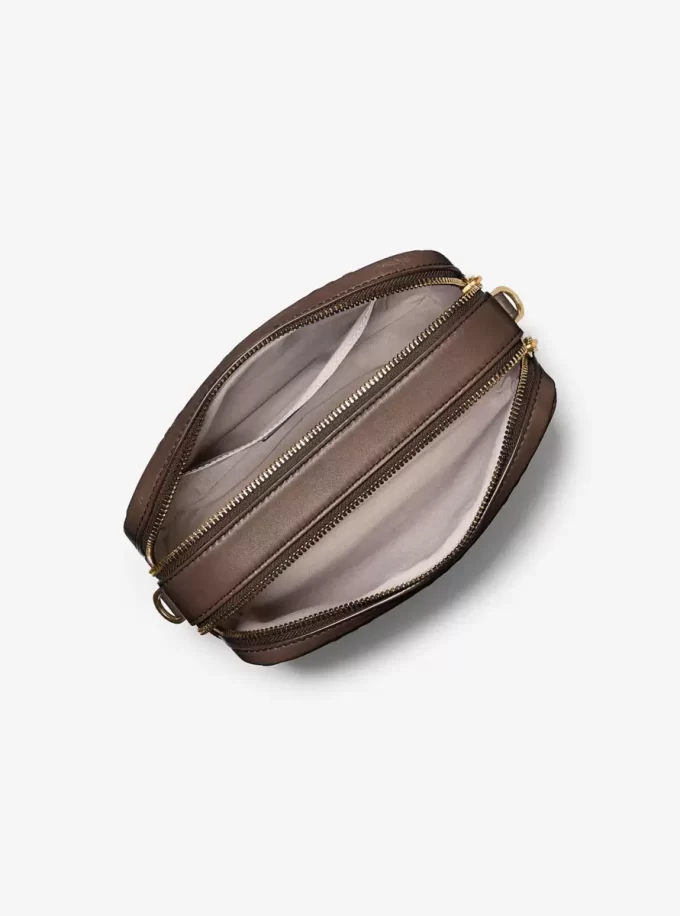 Geantă crossbody medie Bryant din piele lustruită cu logo în relief