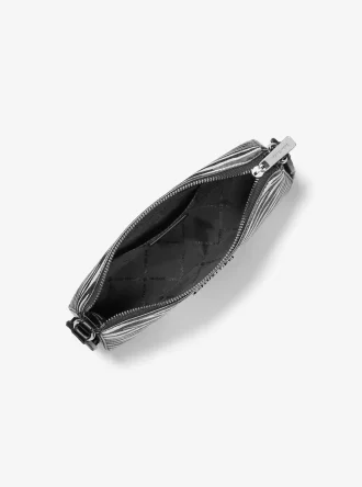 Geantă crossbody medie Jet Set din piele cu imprimeu animal și logo, cu husă pentru Apple Airpods Pro®