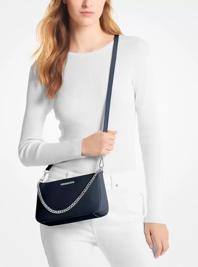 Geantă crossbody medie Jet Set din piele Saffiano