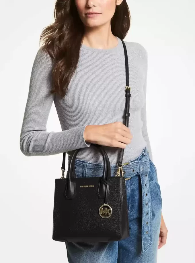 Geantă crossbody medie Mercer din piele granulată Geantă crossbody medie Mercer din piele granulată