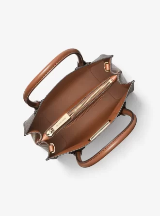 Geantă crossbody Mercer medie cu logo și piele, tip acordeon