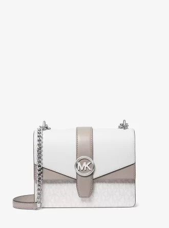 Geantă crossbody mică Greenwich cu logo-ul semnăturii, în blocuri de culoare