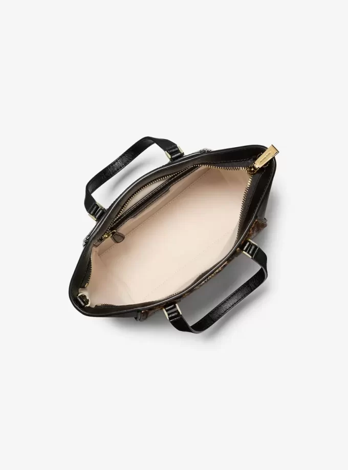 Geantă crossbody mică Taryn cu imprimeu leopard și păr de vițel, convertibilă