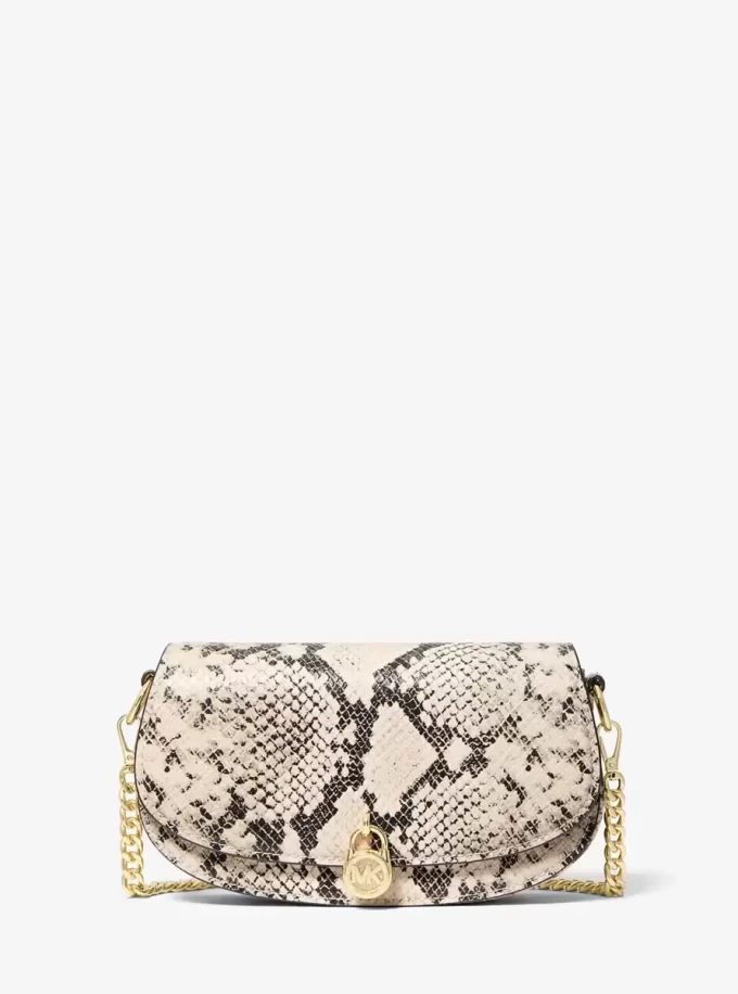 Geantă crossbody Mila cu imprimeu șarpe mic în relief Geantă crossbody Mila cu imprimeu șarpe mic în relief