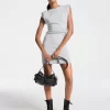 Rochie mini din amestec de bumbac, cu pliuri Rochie mini din amestec de bumbac, cu pliuri