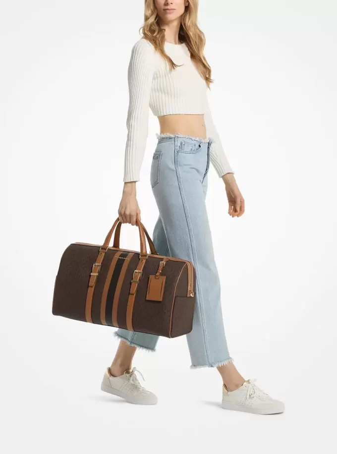Geantă de weekend Bedford Travel extra-large cu logo și dungi