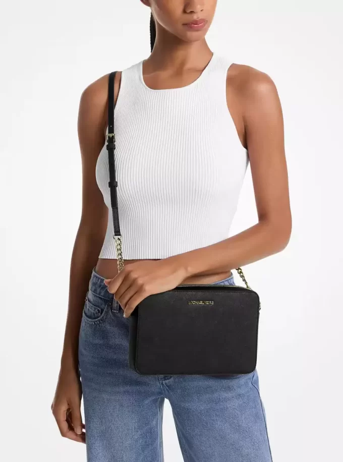 Geantă mare Jet Set din piele Saffiano crossbody Geantă mare Jet Set din piele Saffiano crossbody