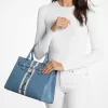 Geantă medie Hamilton din piele cu dungi în relief cu model șarpe Geantă medie Hamilton din piele cu dungi în relief cu model șarpe