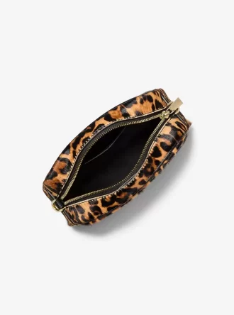 Geantă mică Jet Set cu imprimeu leopard și păr de vițel pentru cameră