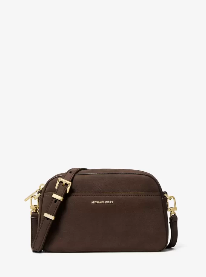 Geantă mică Jet Set din nubuc pentru cameră, tip crossbody Geantă mică Jet Set din nubuc pentru cameră, tip crossbody