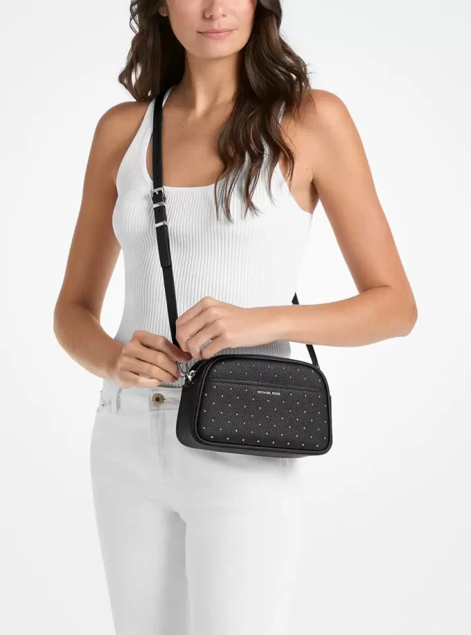 Geantă mică Jet Set din piele cu model pietruit, tip crossbody pentru cameră Geantă mică Jet Set din piele cu model pietruit, tip crossbody pentru cameră