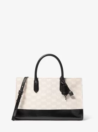 Geantă Scarlett medie cu logo jacquard