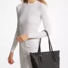 Geantă tote Charlotte mare cu logo și fermoar superior din piele
