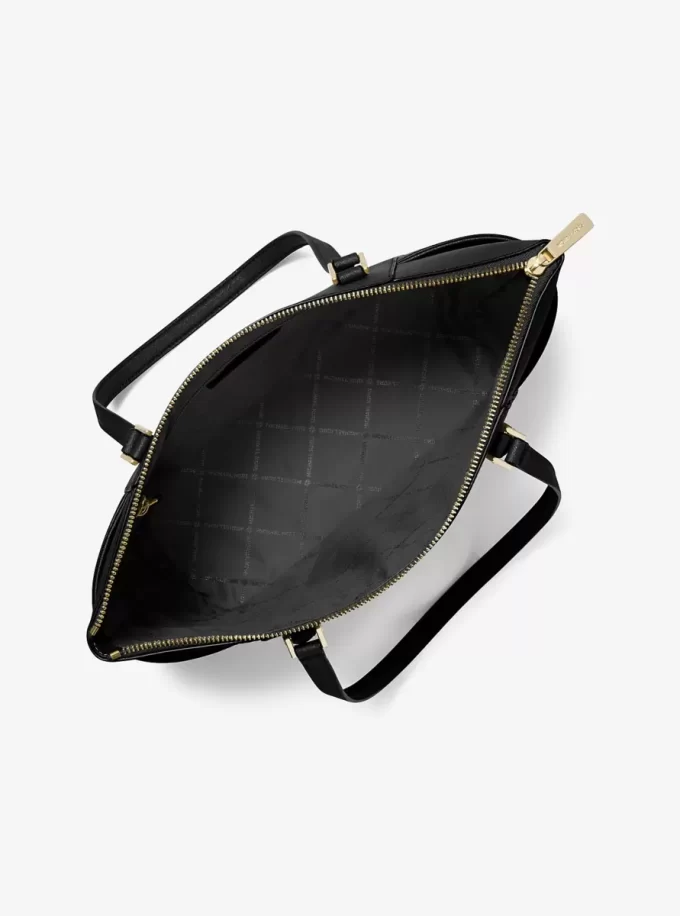Geantă tote Charlotte mare din piele Saffiano cu fermoar superior