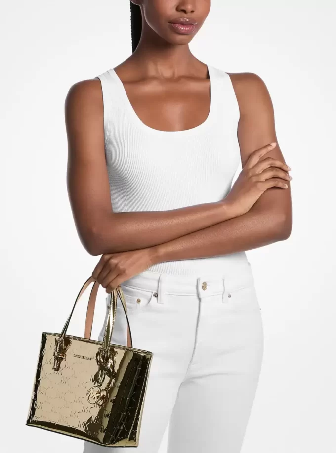 Geantă tote convertibilă Jet Set extra-small cu logo metalic în relief