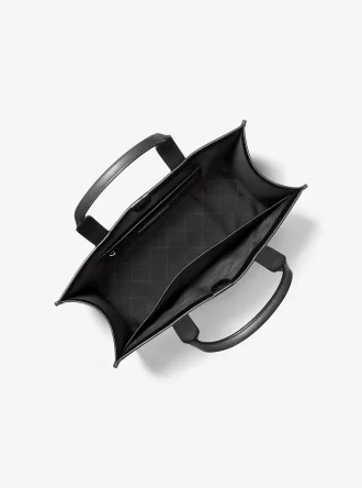 Geantă tote din piele cu logo Cooper în relief, model pietruit