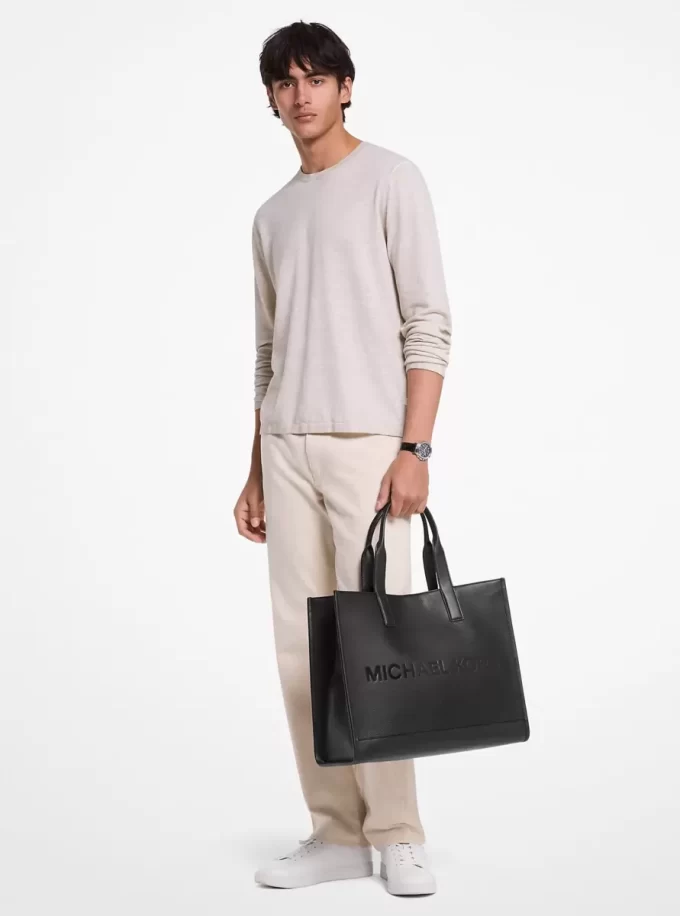Geantă tote din piele cu logo Cooper în relief, model pietruit Geantă tote din piele cu logo Cooper în relief, model pietruit