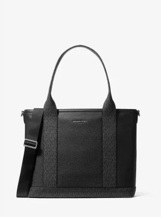 Geantă tote din piele Hudson cu logo-ul semnăturii