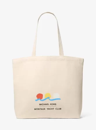 Geantă tote din pânză de bumbac Michael Kors x Montauk Yacht Club