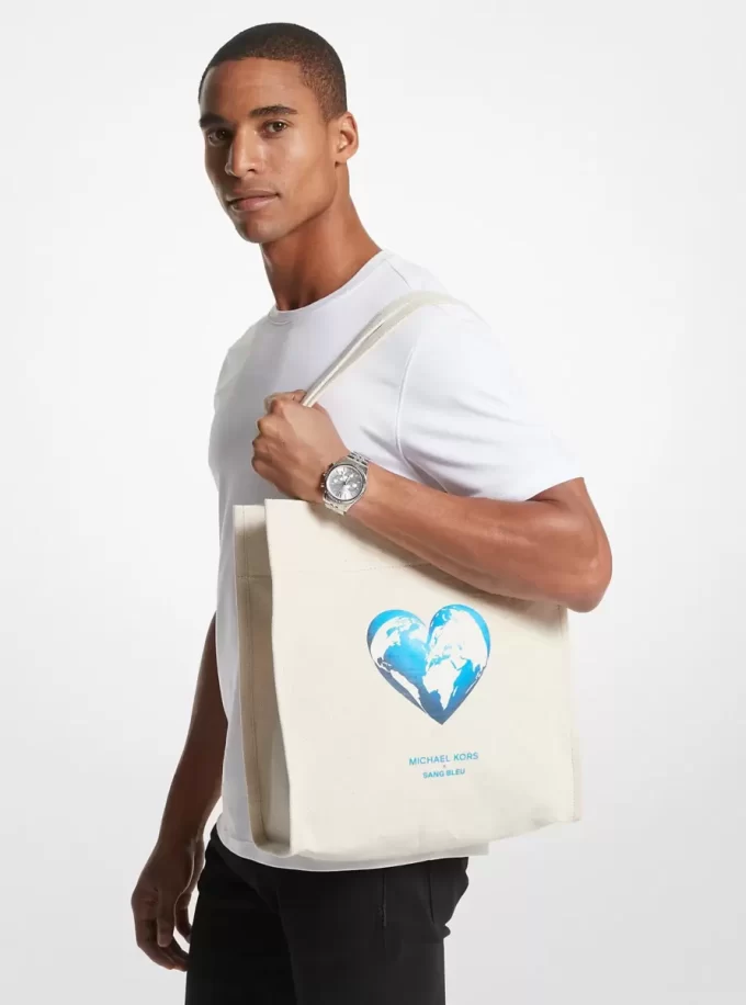 Geantă tote din pânză de bumbac reciclat Watch Hunger Stop Geantă tote din pânză de bumbac reciclat Watch Hunger Stop