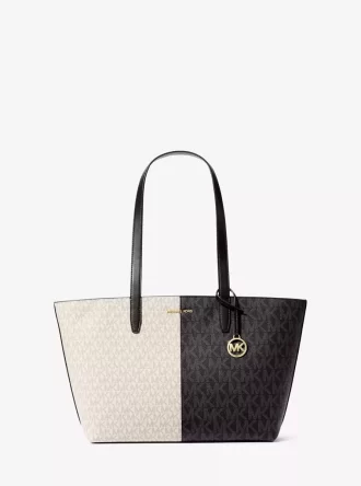 Geantă tote medie Jet Set în două culori cu logo