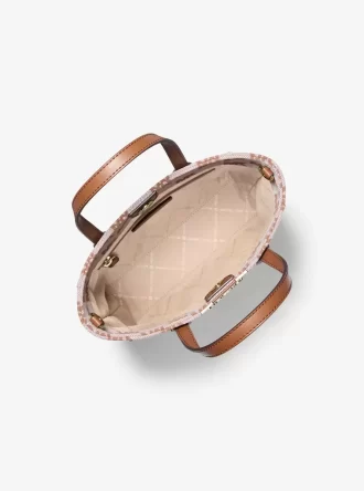 Geantă tote Vincent mică, convertibilă, cu logo jacquard și portcard