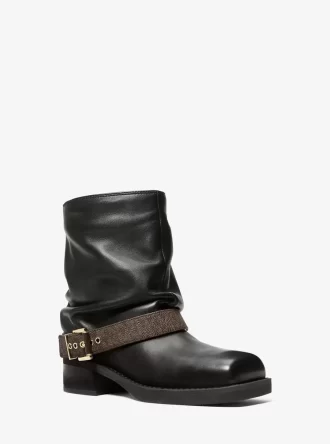 Ghete Colby din piele și logo cu semnătură